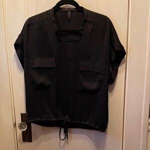 BCBGMaxAzria Black V-Neck Blouse